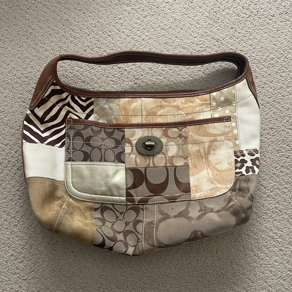 COACH vintage ergo khaki patchwork hobo